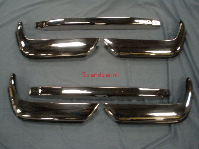 Volvo Bumper P1800S+E+ES rear complete set (3dln) stainless steel incl rubbers Volvo part no 684667SETA
