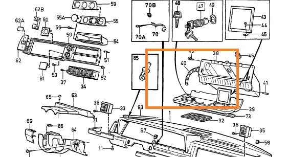  Volvo Stop Arm hængsel handskerum 240 260 262 1981-1993 Volvo handskerum varenummer 1259033