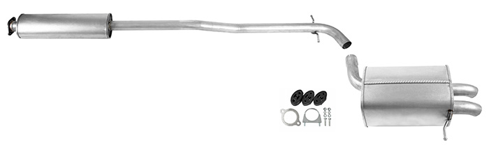 Volvo udstødningssæt Xc90 bagpotte og mellemrør 2.5T D5 T6 fra katalysator inkl. monteringssæt Volvo varenummer 254368054