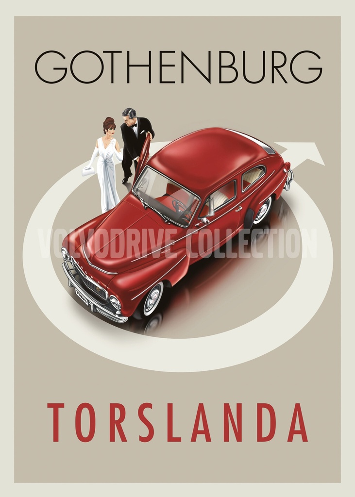 Poster PV gothenburg torslanda  PV544 red retro poster
