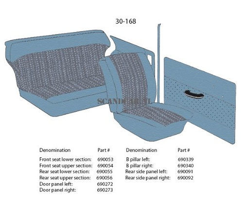 [690340] Volvo Indtræk PV544 B-stolpe højre blå 1960-1961 Volvo varenummer 690340