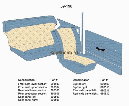 [690509]  Volvo Indtræk PV544 B-stolpe venstre blå 39-196 1962 Volvo varenummer 690509
