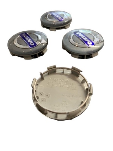 [31428881]  Volvo Navkapsel Volvo original grå 64mm med blåt Volvo logo (pris pr. stk.) 30748052 Volvo varenummer 31428881