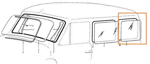 [655895]  Volvo Glass Duo, kun brugt, tilgængelig i venstre eller højre side, kan bruges til Volvo varenummer 655895