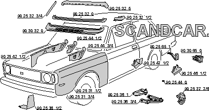 [9025231]  Volvo Karosseripanel 140 Frontpanel 71+ Volvo varenummer 9025231
