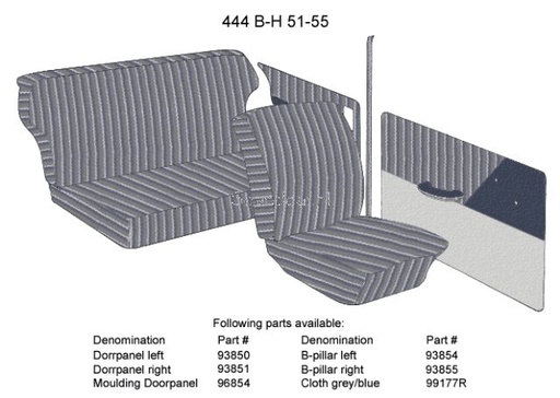 [93190]  Volvo-indtræk PV444 B-stolpe Venstre blå/grå 1951-1955 type BH Volvo varenummer 93190